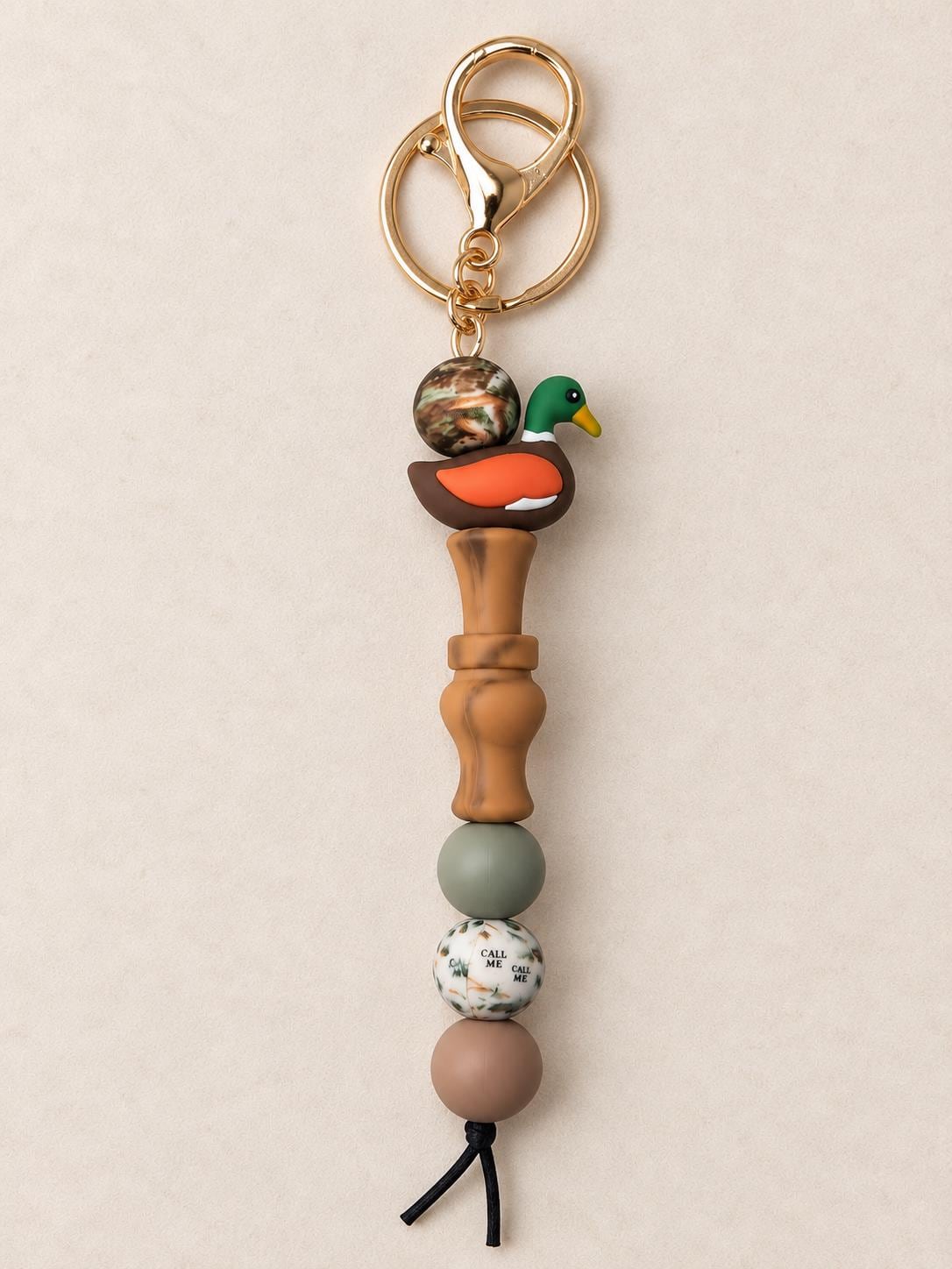 Duck Call Keychain for Purse clip Diaper bag Silicone Hunting Accessory Beads with Tassel