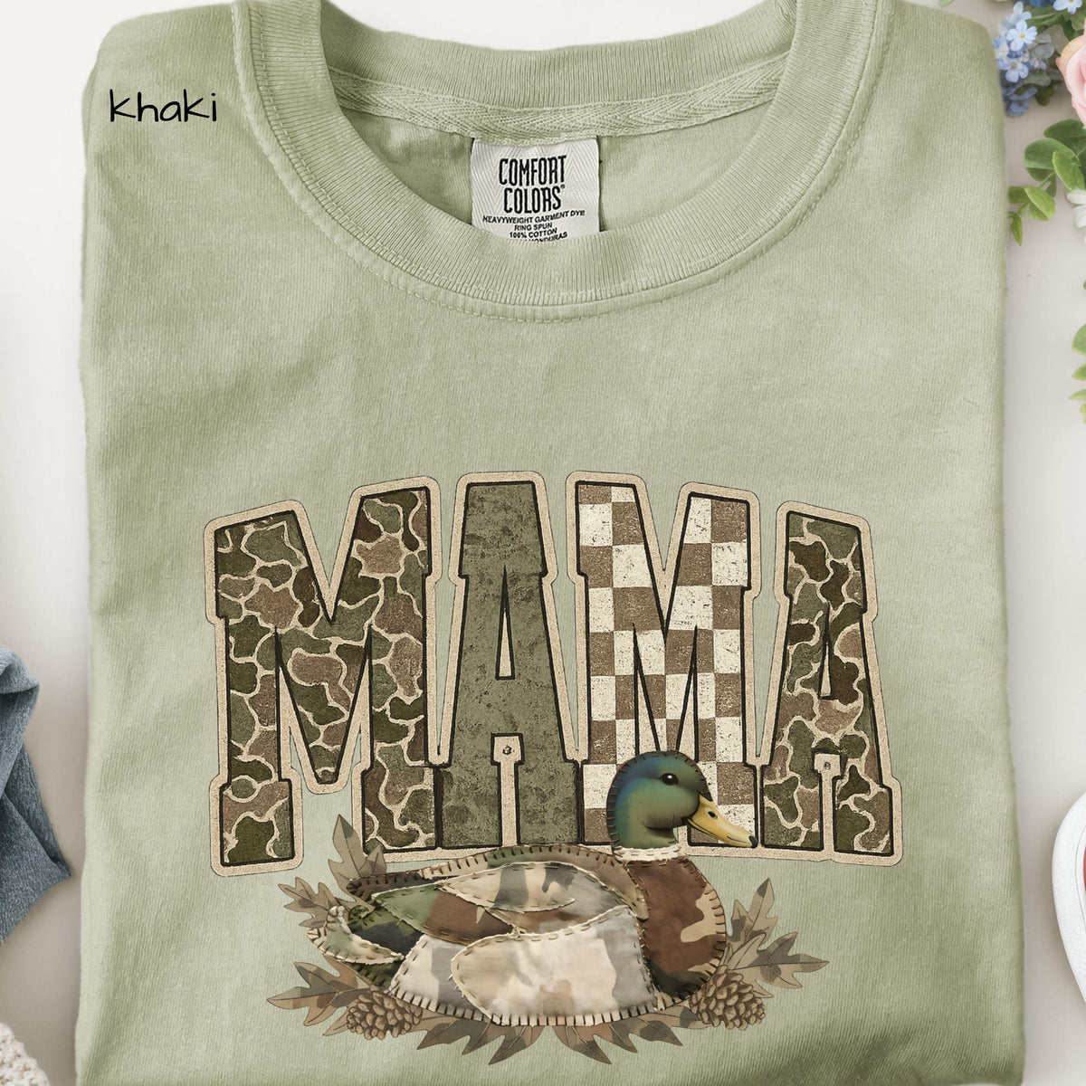 Camo Mallard Mama Shirt Trendy Hunting Comfort Colors T-Shirt Camo Mama Shirt, Mother's Day Gift, Varsity Mama Shirt, Retro Mom Shirt
