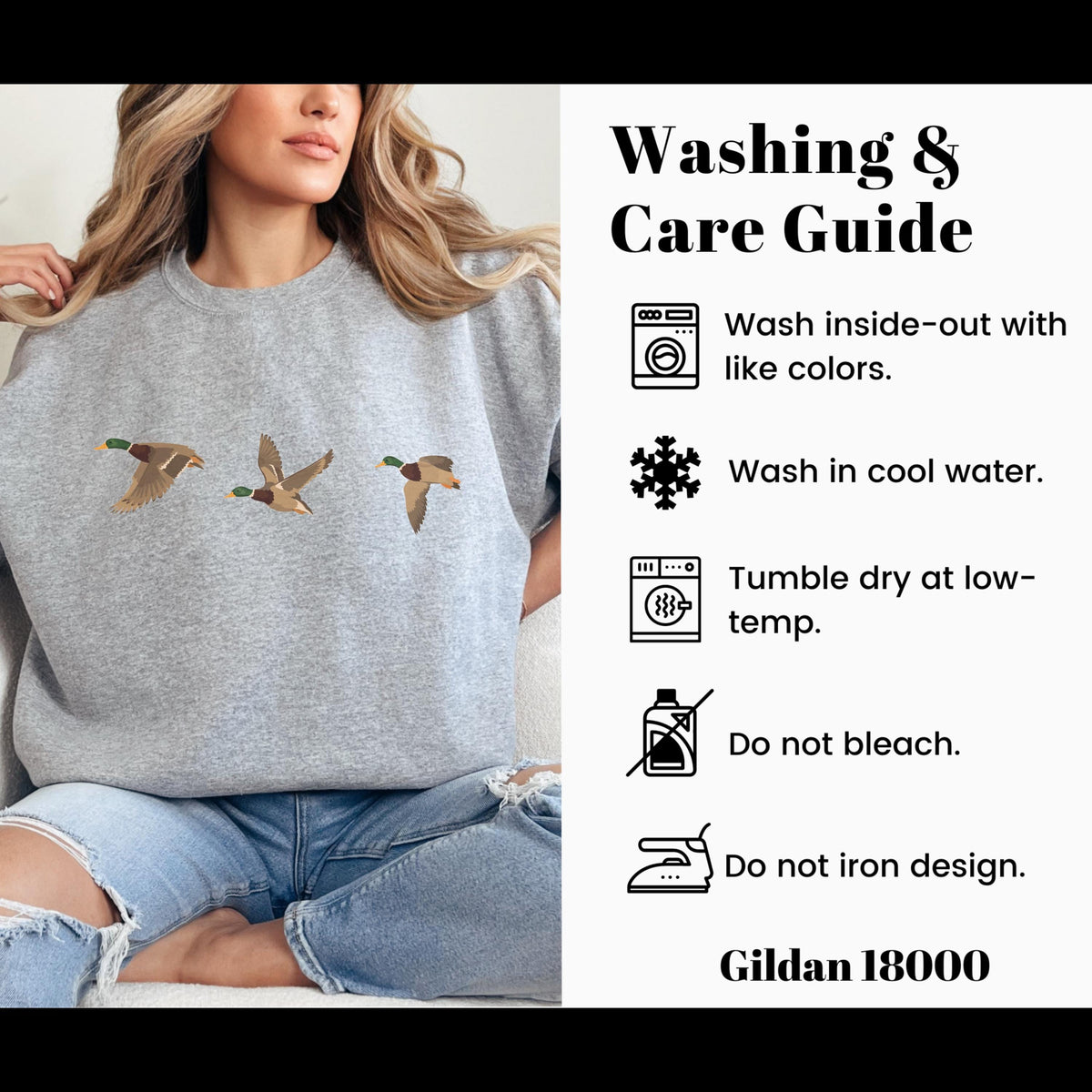 Mallard Ducks Flying Formation Women's Hunter Sweatshirt | Hunting Waterfowl Design
