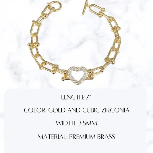 18K Heart Chain Bracelet