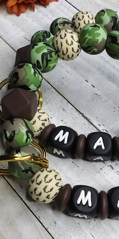 MAMA camo wristlet keychain Gift for mom for Hunting Mom Beaded boho Custom keychain Car Accessory Inspirational Blessed country keychain