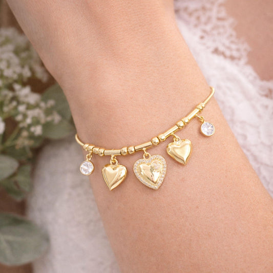 18k Gold Charm Bracelet, Bridesmaid Gift Bracelet, New Mom Gift, Gold Link Bracelet, Bridal Party Gift, Push Present, Minimal Gold Bracelet