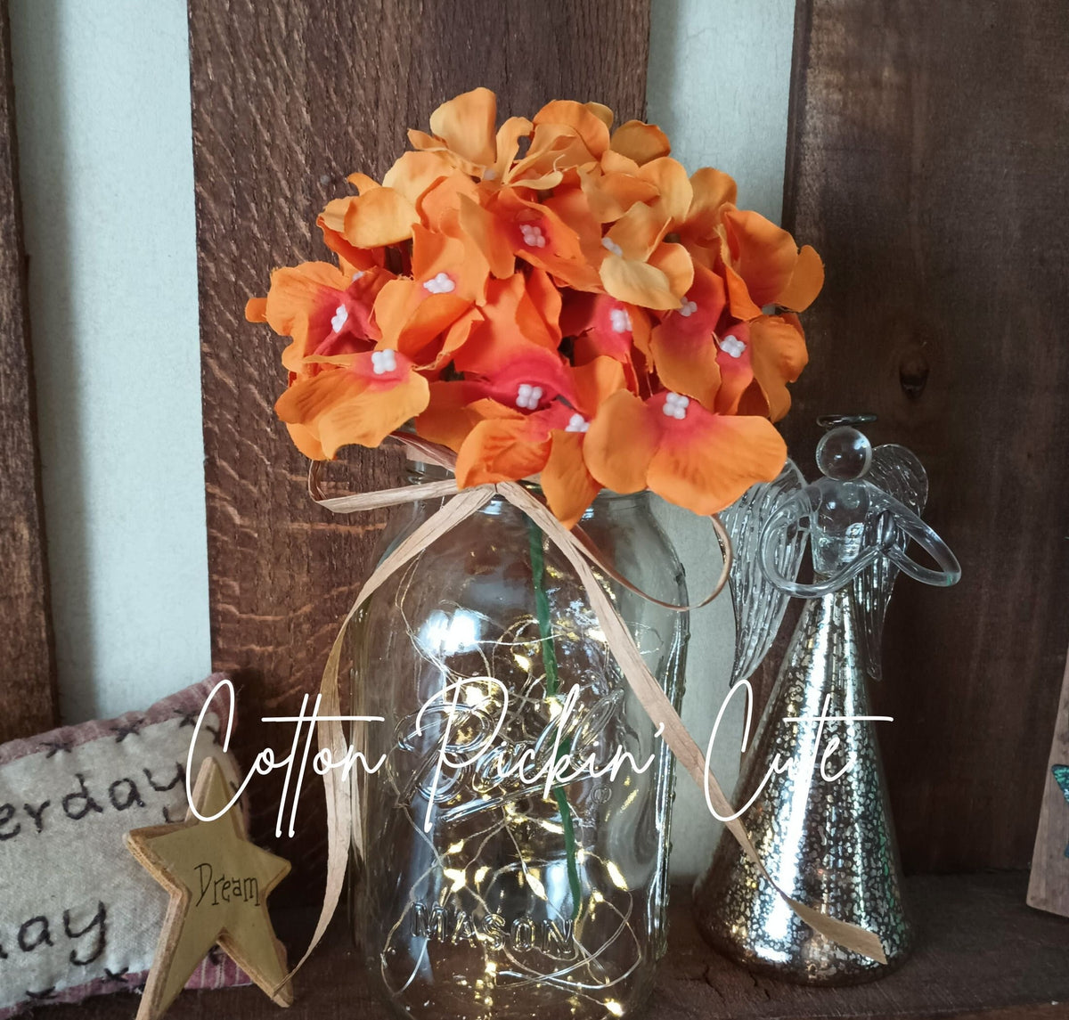 Mason Jar Set of 6 Wedding Table Decor Table Centerpiece Rustic Fairy Light Decor Farmhouse Wedding Boho Lighted Mason Jar Backyard Decor
