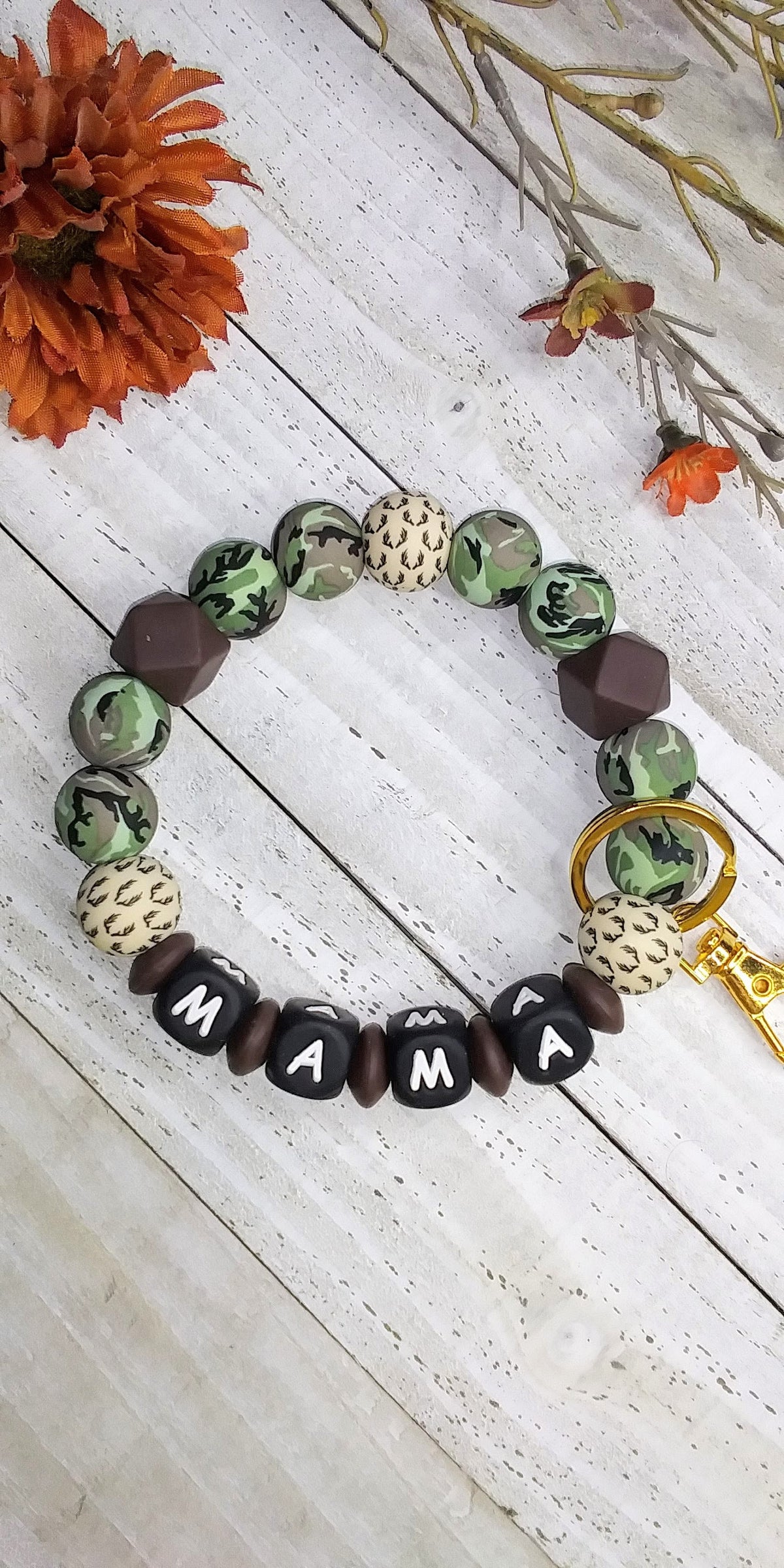MAMA camo wristlet keychain Gift for mom for Hunting Mom Beaded boho Custom keychain Car Accessory Inspirational Blessed country keychain