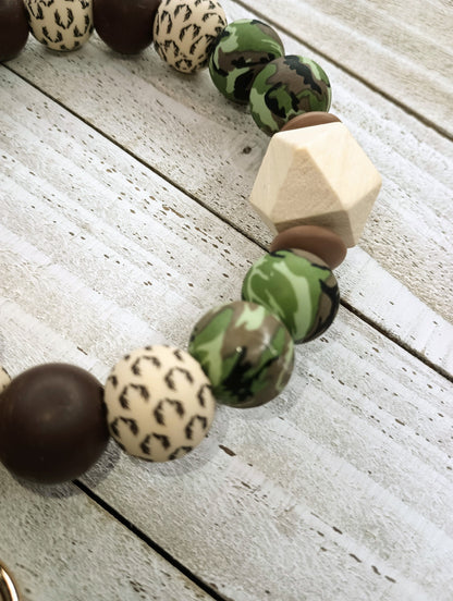 CAMO wristlet keychain  Gift for mom for Mother's Day Beaded boho Custom keychain Car Accessory Inspirational Blessed country keychain charm