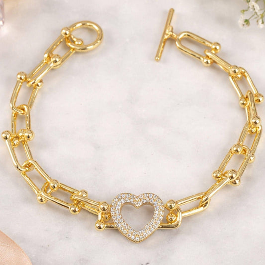 18k Gold Bracelet, Bridesmaid Gift Bracelet, New Mom Jewelry, Gold Link Bracelet, Bridal Party Gift, Mom Push Present, Minimal Gold Bracelet