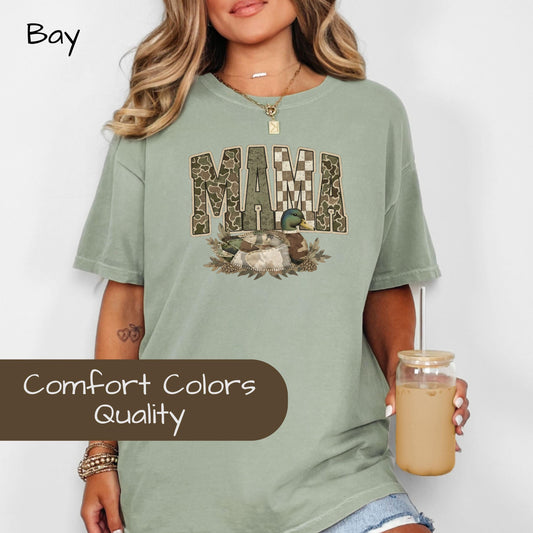 Camo Mallard Mama Shirt Trendy Hunting Comfort Colors T-Shirt Camo Mama Shirt, Mother's Day Gift, Varsity Mama Shirt, Retro Mom Shirt