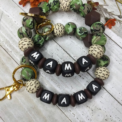 MAMA camo wristlet keychain Gift for mom for Hunting Mom Beaded boho Custom keychain Car Accessory Inspirational Blessed country keychain