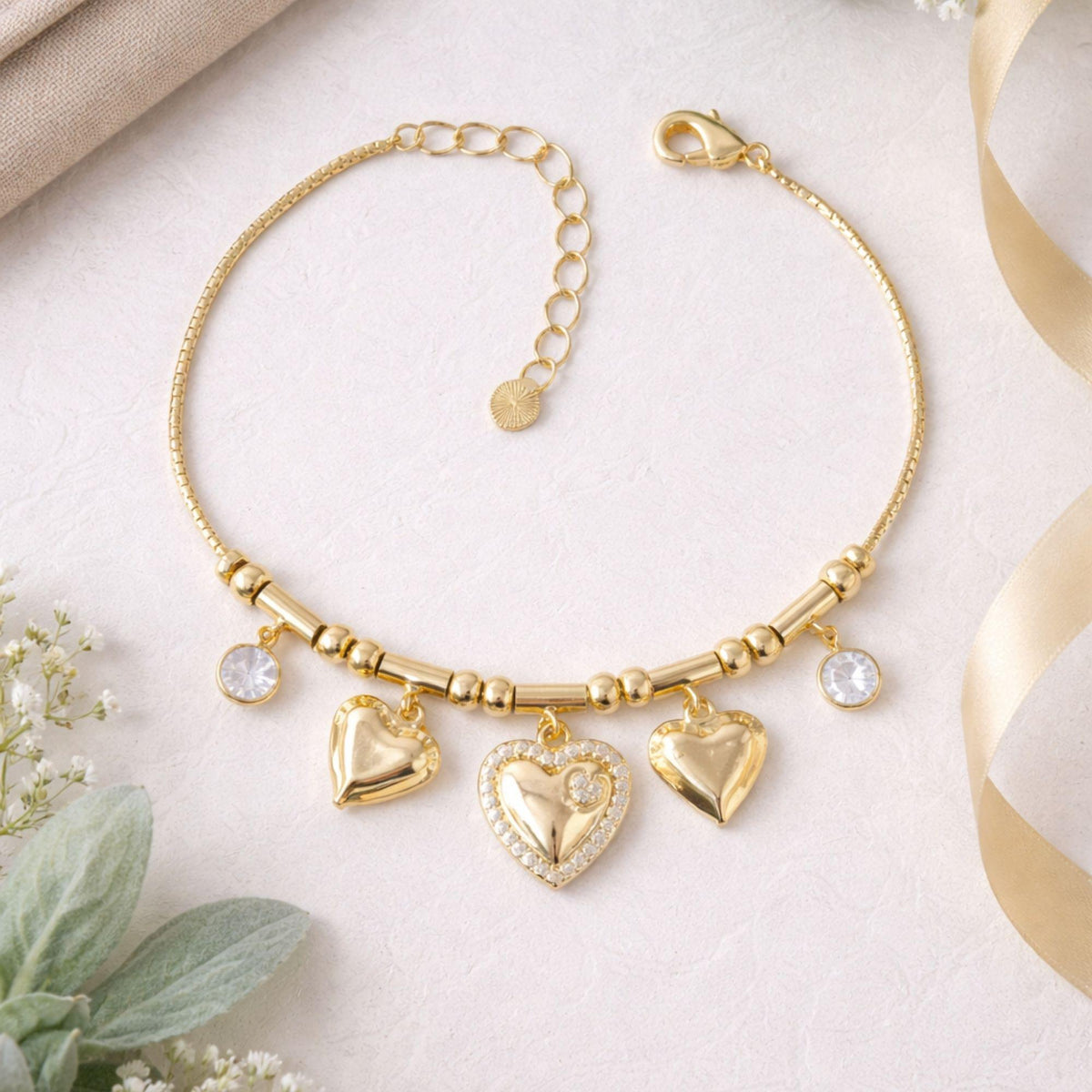 18k Gold Charm Bracelet, Bridesmaid Gift Bracelet, New Mom Gift, Gold Link Bracelet, Bridal Party Gift, Push Present, Minimal Gold Bracelet