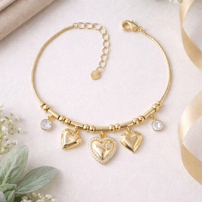 18k Gold Charm Bracelet, Bridesmaid Gift Bracelet, New Mom Gift, Gold Link Bracelet, Bridal Party Gift, Push Present, Minimal Gold Bracelet