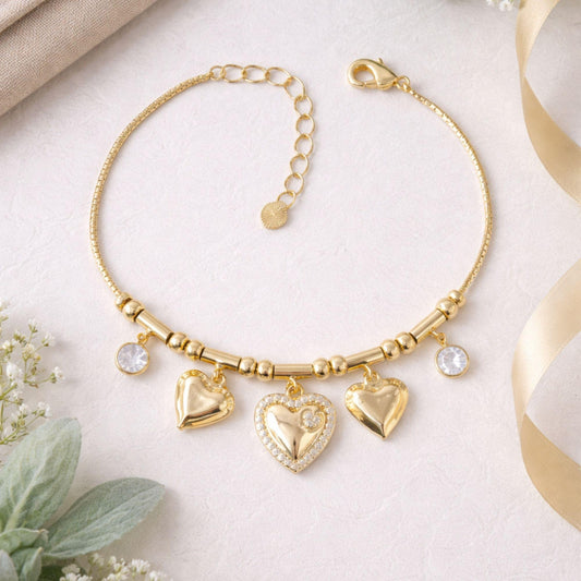 18k Gold Charm Bracelet, Bridesmaid Gift Bracelet, New Mom Gift, Gold Link Bracelet, Bridal Party Gift, Push Present, Minimal Gold Bracelet