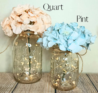 Mason Jar Set of 6 Wedding Table Decor Table Centerpiece Rustic Fairy Light Decor Farmhouse Wedding Boho Lighted Mason Jar Backyard Decor