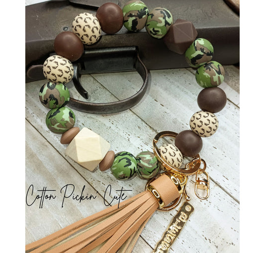 CAMO wristlet keychain  Gift for mom for Mother's Day Beaded boho Custom keychain Car Accessory Inspirational Blessed country keychain charm