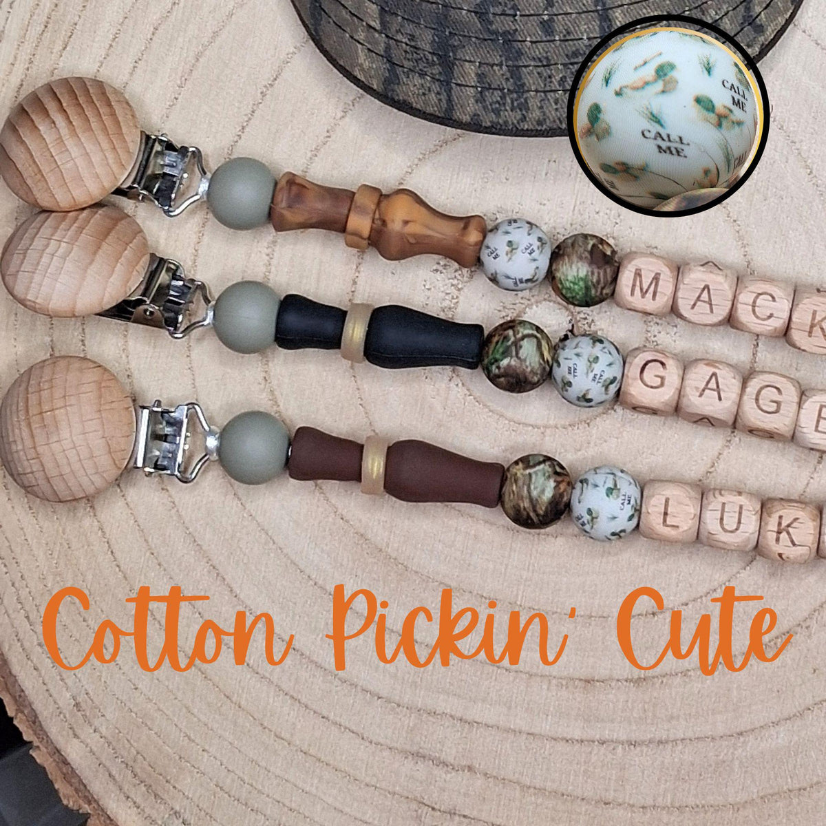 Duck Call Mallard Pacifier Clips Personalized Unique Baby Boy Girl Camo Hunting Custom Gifts for Baby Shower