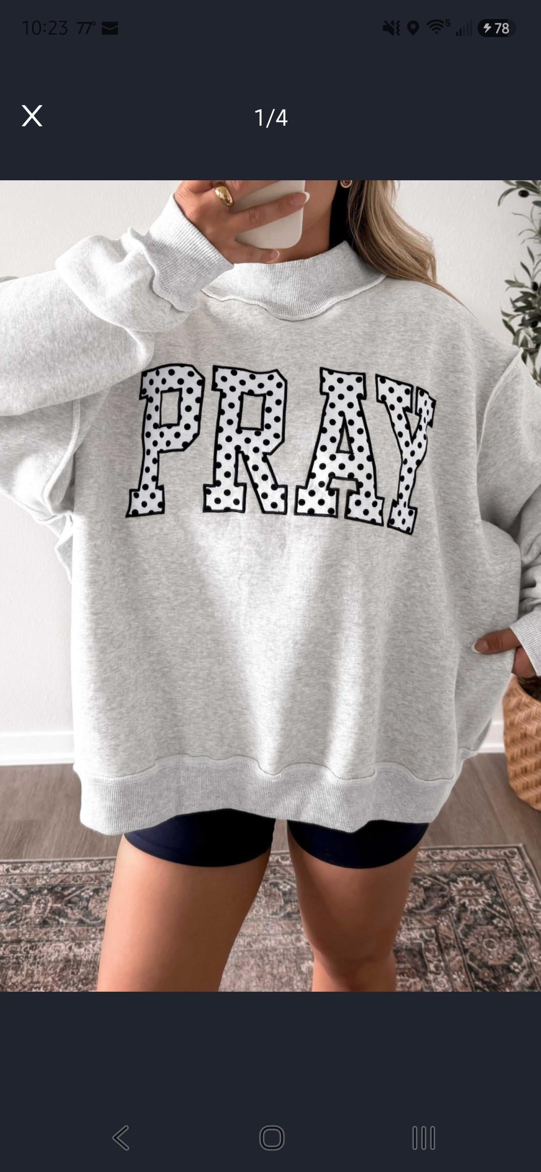 Christian Trendy Polka Dot Embroidered Applique Pray Oversized Crewneck Worship Apparel for Teenage Gift