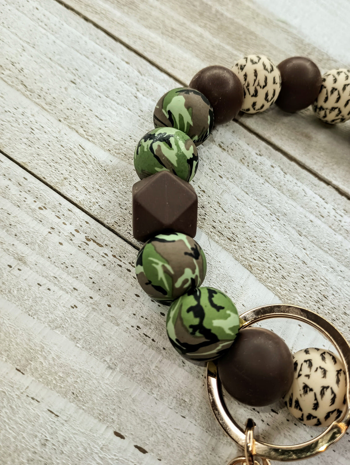 CAMO wristlet keychain  Gift for mom for Mother's Day Beaded boho Custom keychain Car Accessory Inspirational Blessed country keychain charm