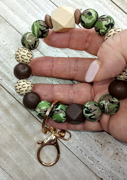 CAMO wristlet keychain  Gift for mom for Mother's Day Beaded boho Custom keychain Car Accessory Inspirational Blessed country keychain charm