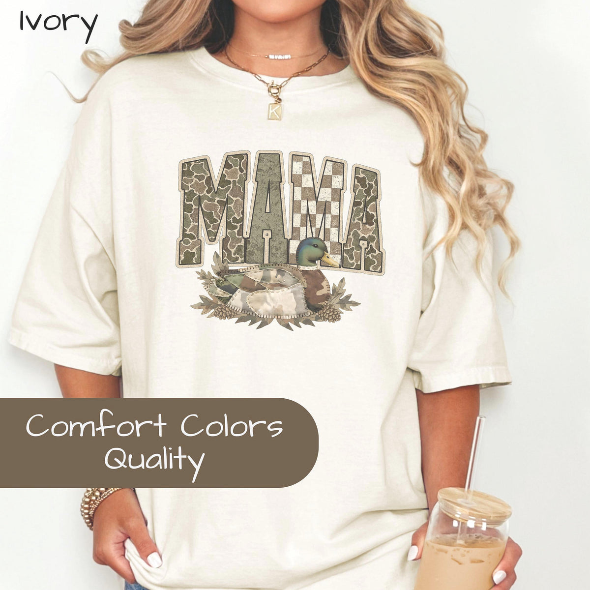 Camo Mallard Mama Shirt Trendy Hunting Comfort Colors T-Shirt Camo Mama Shirt, Mother's Day Gift, Varsity Mama Shirt, Retro Mom Shirt