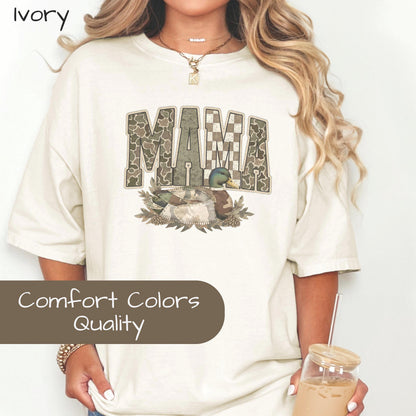 Camo Mallard Mama Shirt Trendy Hunting Comfort Colors T-Shirt Camo Mama Shirt, Mother's Day Gift, Varsity Mama Shirt, Retro Mom Shirt