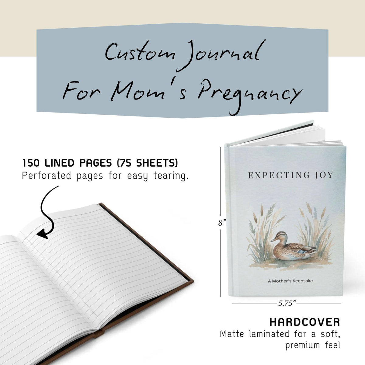 Pregnancy Journal for Expecting Moms | Guided Keepsake Journal | Baby Bump Memory Book | New Mom Gift | First Time Mom Gift