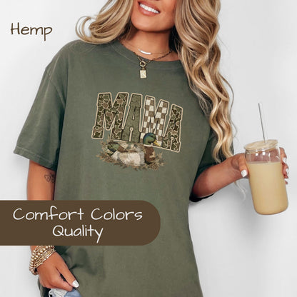Camo Mallard Mama Shirt Trendy Hunting Comfort Colors T-Shirt Camo Mama Shirt, Mother's Day Gift, Varsity Mama Shirt, Retro Mom Shirt