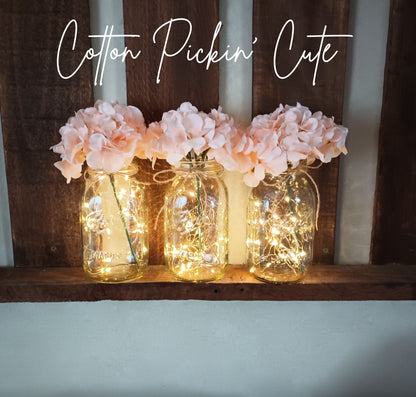 Rustic Mason Jar Rehearsal Dinner Shelf Decor for Farmhouse Kitchen Table Lighted Centerpiece Housewarming Bathroom Guest Room Nightlight