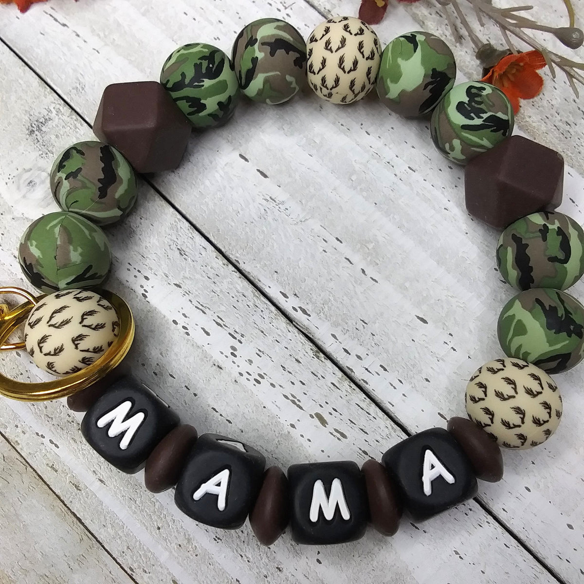 MAMA camo wristlet keychain Gift for mom for Hunting Mom Beaded boho Custom keychain Car Accessory Inspirational Blessed country keychain