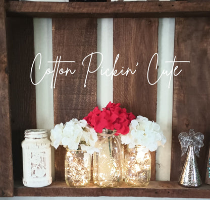 Rustic Mason Jar Rehearsal Dinner Shelf Decor for Farmhouse Kitchen Table Lighted Centerpiece Housewarming Bathroom Guest Room Nightlight