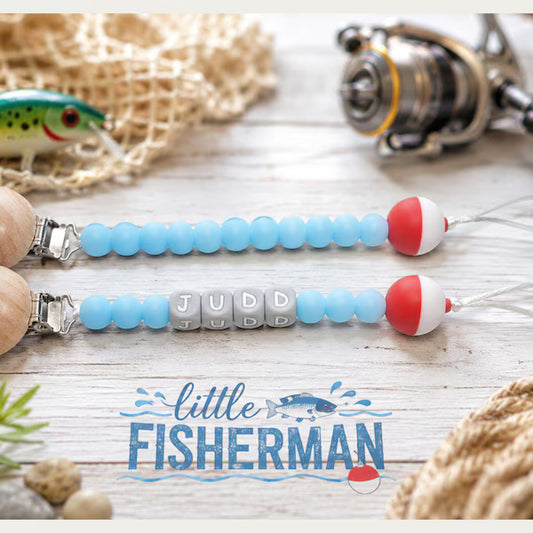 Custom Safe Pacifier Clip for Baby Boy-Fishing