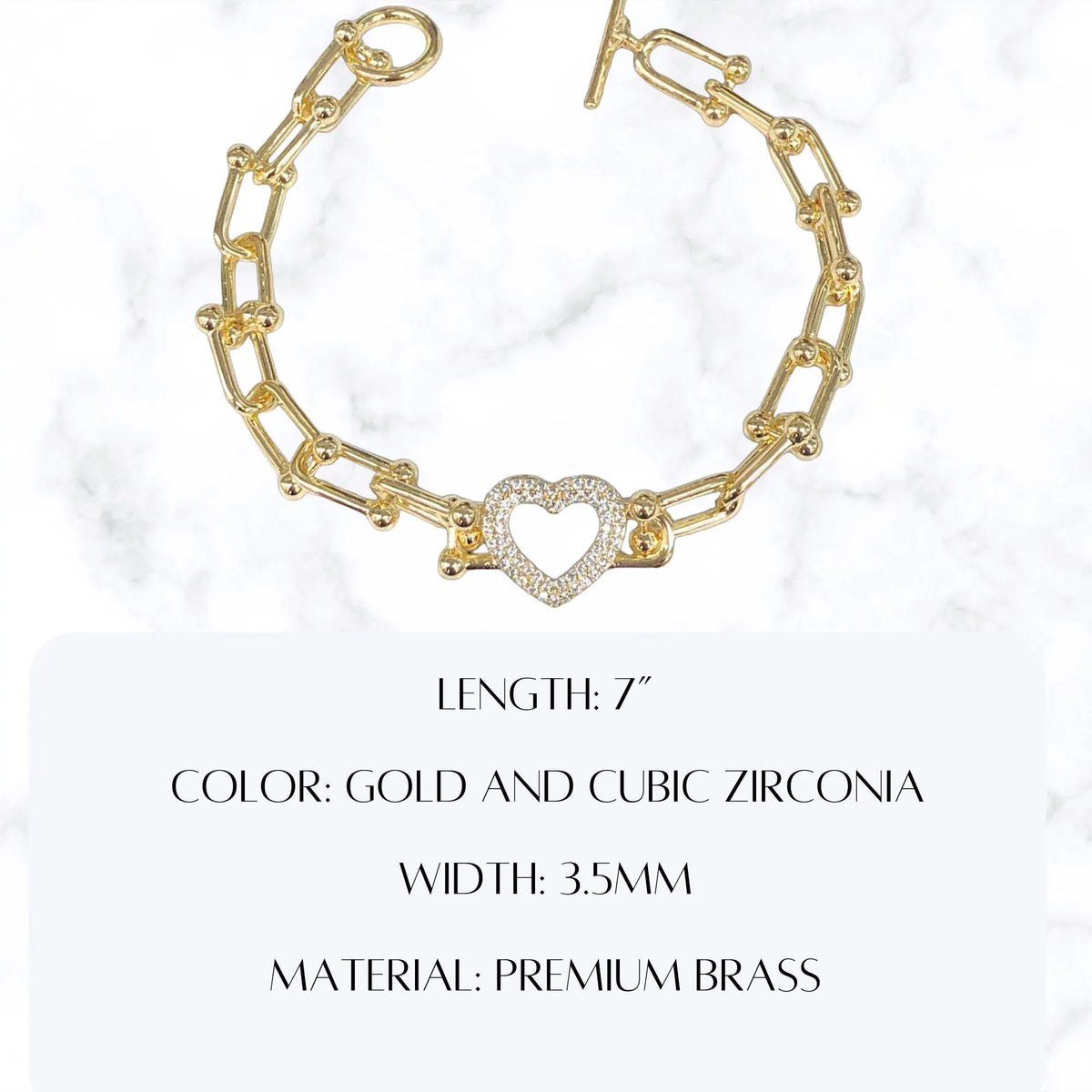 18K Heart Chain Bracelet